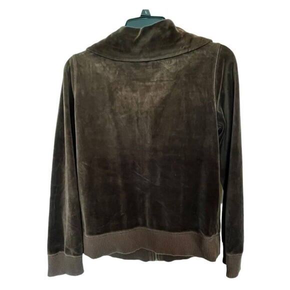 MICHAEL KORS Velour Brown Track Jacket Womens Sz M Full Zip High Neck - Picture 2 of 9